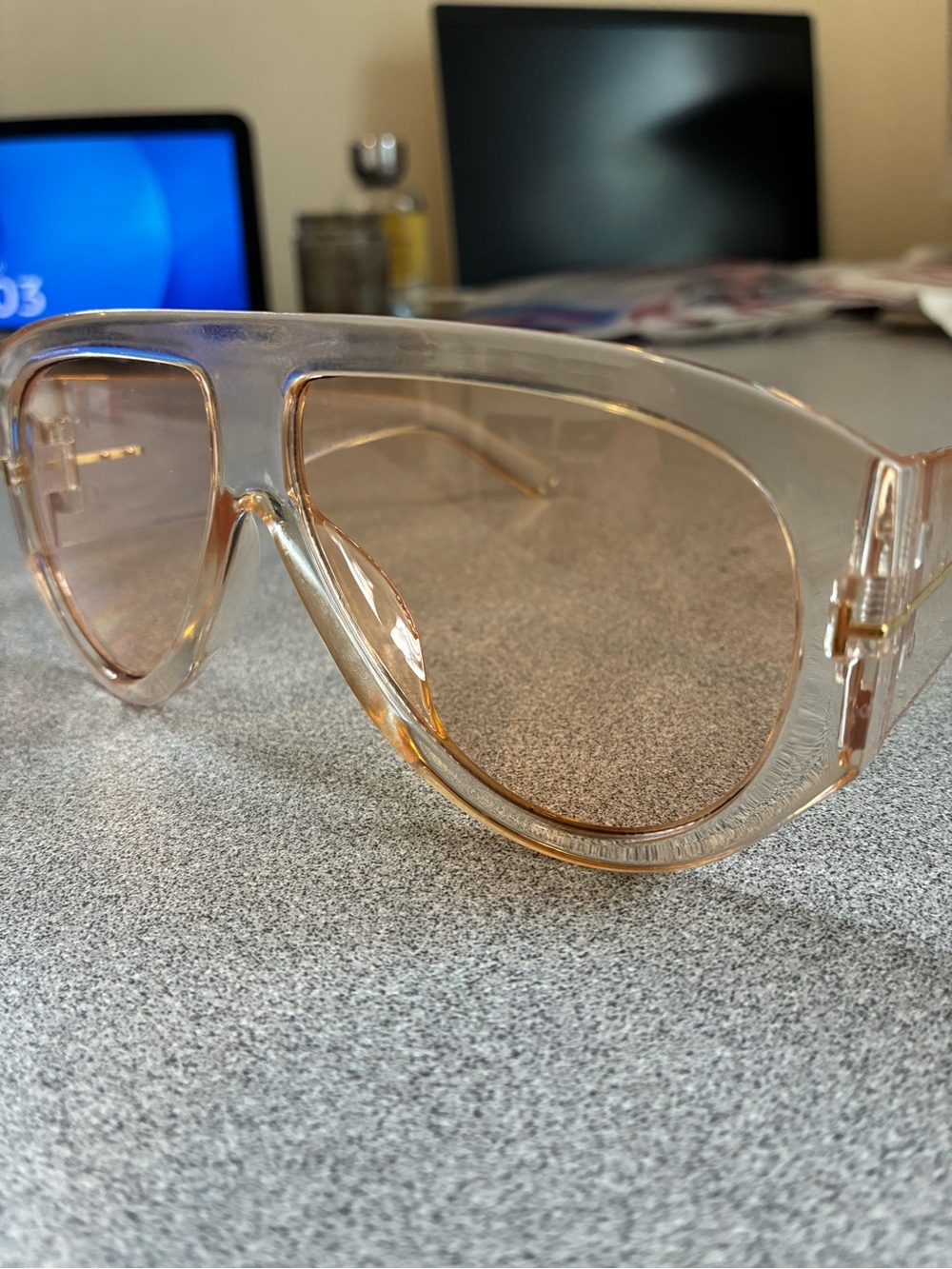 Clear Champagne Oversized Aviator Sunglasses